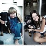 Fotos de un cachorro con una niña y la misma foto 15 años después