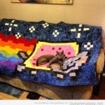 Manta de sofá de Nyan Cat con gato enima