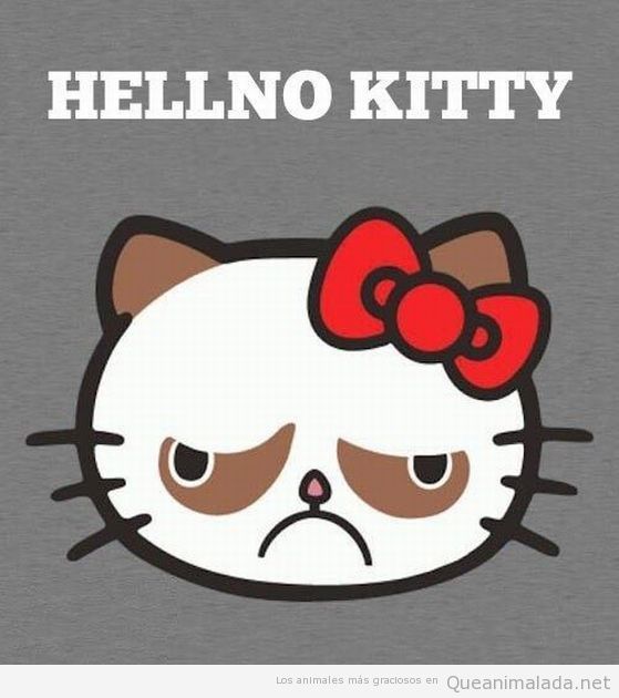 Dibujo gracioso, Grumpy Cat como Hello Kitty