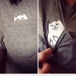 Camiseta original con un gato en el bolsillo